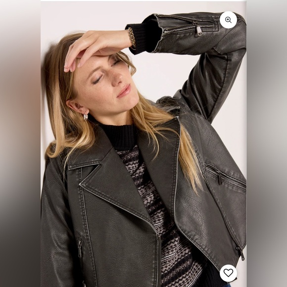 VEDA Distressed Moto Faux Leather Jacket NWT - Picture 8 of 14